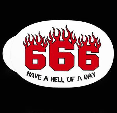 [415 CLOTHING] 415 クロージング『666』Sticker ラージ オーバル ステッカー 「レッド&ホワイト」