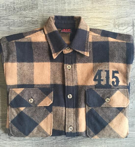 [415 CLOTHING] 415クロージング 415 Emroidered Brown & Black Flannel (415 刺繍 ブラウン&ブラックネルシャーツ)