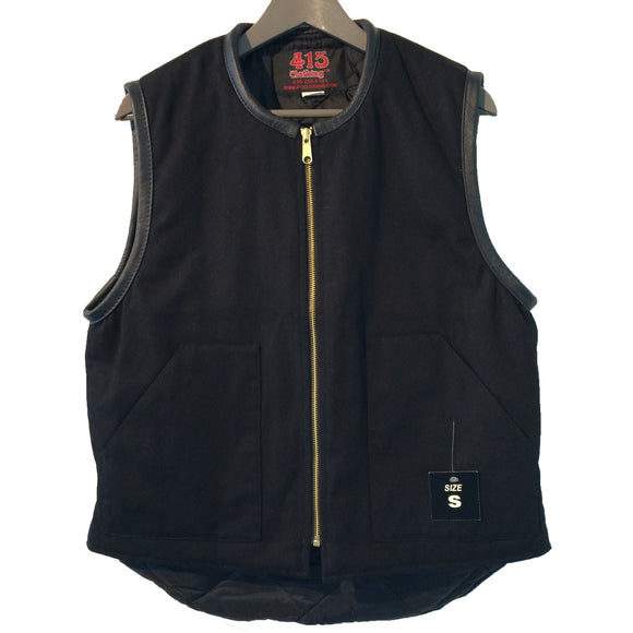 [415 CLOTHING] 415クロージング レザートリムのベスト　黒