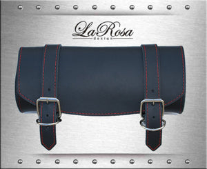 [La Rosa Design] フォーク ツール バッグ 革 レザー (ブラック/レッド糸)